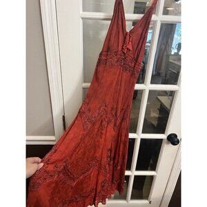 Womens‎ S M Red Whimsigoth Dress Renaissance Nature Fairy Witchy Gothic VINTAGE